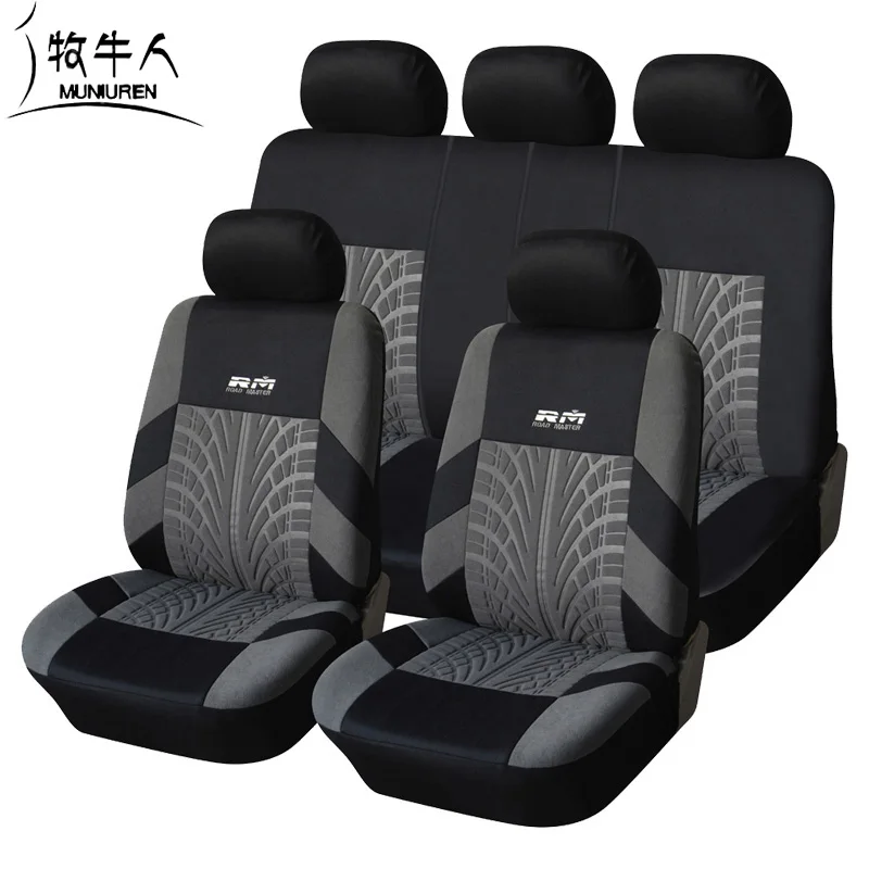 

MUNIUREN Men Car Seat Cover Print Polyester Fabric Universal Covers For Car Seat Protector Car Styling Interior Accessories