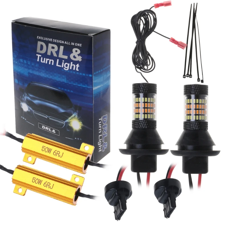 

2pc BAU15S 7440 1156 96 -LED 3014 50W Dual-Color Switchback LED DRL Turn Signal Light Kit