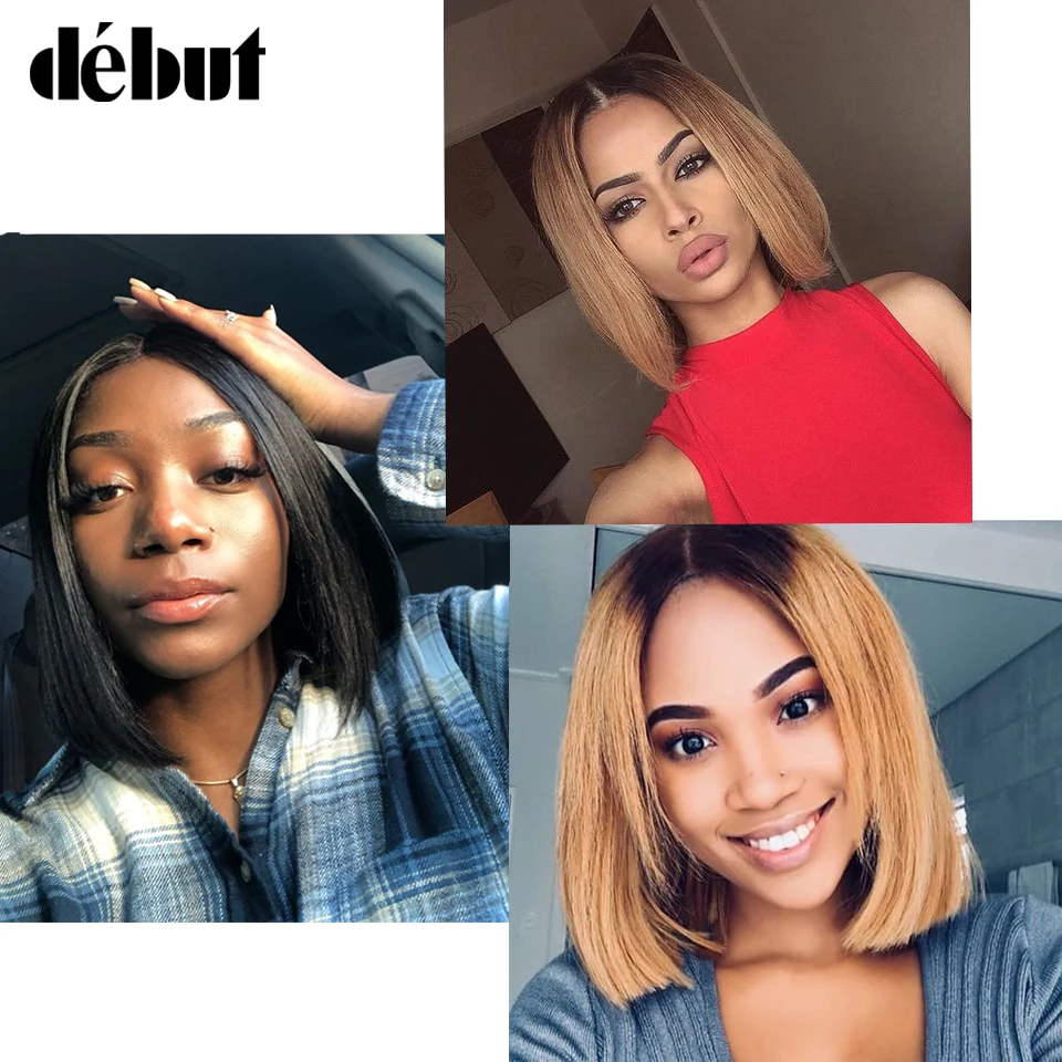 Debut Wig Human Hair Brazilian Straight Lace Front Human Hair Wigs Remy Short Bob Wigs For Black Women Ombre Cheap Lace Wig