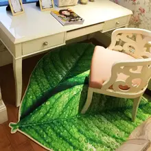 3D Green Double Leaves Pattern Living Room Bedroom Rug Non-Slip Bathroom kitchen Carpet for Children Home Decorator Floor Mat