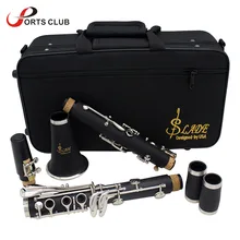 Clarinete ABS con 17 llaves, Binocular Soprano plano con tela de limpieza, guantes, 10 cañas, destornillador, caja, instrumento de viento de madera