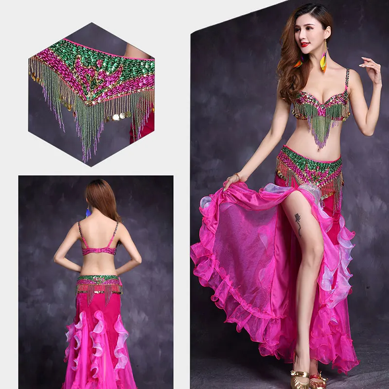 New Design Bellydance Costume For Women Belly Dancing Clothes Belly dance Skirt Oriental Bollywood Bra Belt Dress Set Adult