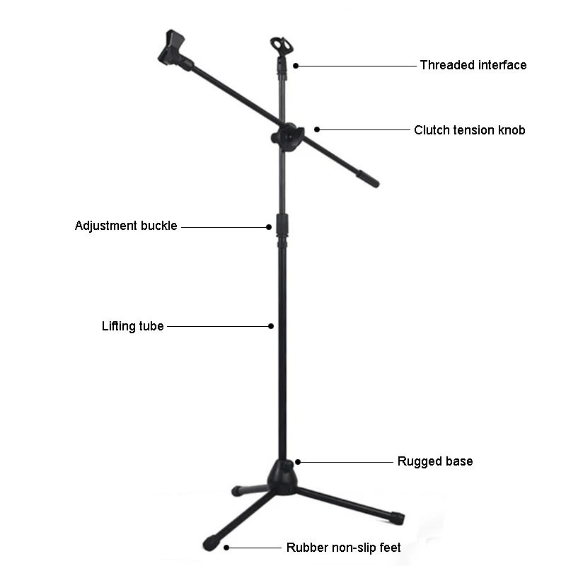 FELYBY напольная подставка для микрофона, подставка для микрофона, регулируемый сценический штатив, портативный выдвижной Двойной микрофонный стенд