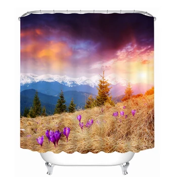 

MYRU 3D Print Waterproof Mountain Shower Curtains Bath Products Bathroom Decor with Hooks