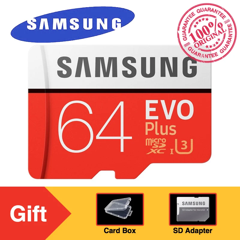 

SAMSUNG EVO Plus Micro SD Memory Card 64GB microSDXC U3 C10 UHS-I 100MB/s TF Card 4K HD with Adapter for Smartphone Tablet etc