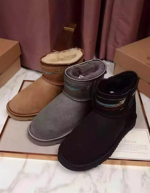 

2016 New Stylish brand Warm Dress Shoes Women Round Flat Snow Booties Glitter Embellished Ankle Boots Wholesale Drop Shipping