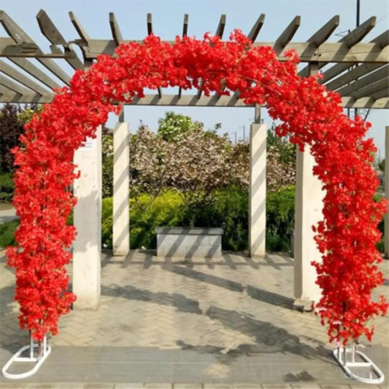 Upscale Wedding Centerpieces Metal Wedding Arch Door Hanging Garland Flower Stands with Cherry blossoms For Wedding Party Decor