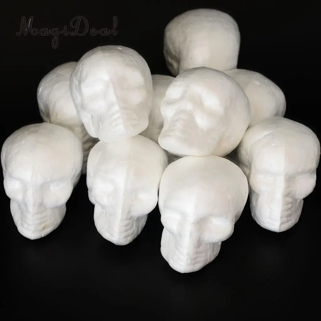 

10pcs 5.5cm Creative Styrofoam Foam Skull Ornaments Craft Party Decorations