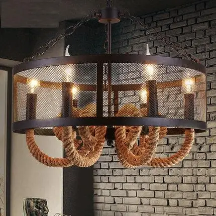 Us 419 4 40 Off Loft Style Wire Mesh Droplight Led Iron Rope Vintage Pendant Light Fixtures For Dining Room Bar Hanging Lamp Home Lighting In