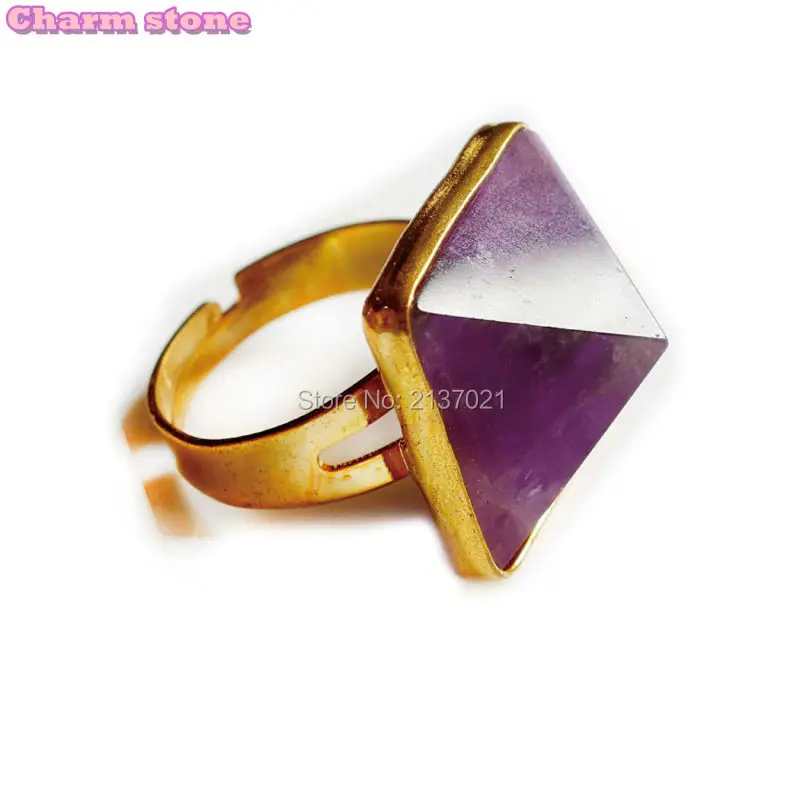 

Small wholesale crystal triangle cone rings for women punk Fashion Big Ring Egyptian pyramids model triangle Valentine's gift