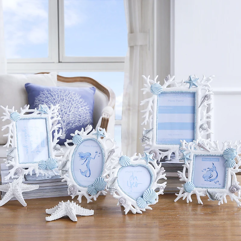 

2019 Wedding Creative Ocean Wind Coral Photo Frame 4 Inch 6 Inch 7 Inch Desktop Stage Photo Frame Mediterranean Pictures Frames