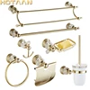Luxury Crystal Gold Color Bathroom Accessories Set Gold Polished Brass Bath Hardware Set Wall Mounted Bathroom Products banheiro ► Photo 1/6