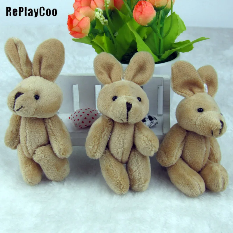 

2Pcs/Lot Kawaii Bunny 11 cm Soft Stuffed Plush Brown Rabbits Kids Toys Small Pendant Birthday Gifts Wedding Parties Decor J00701