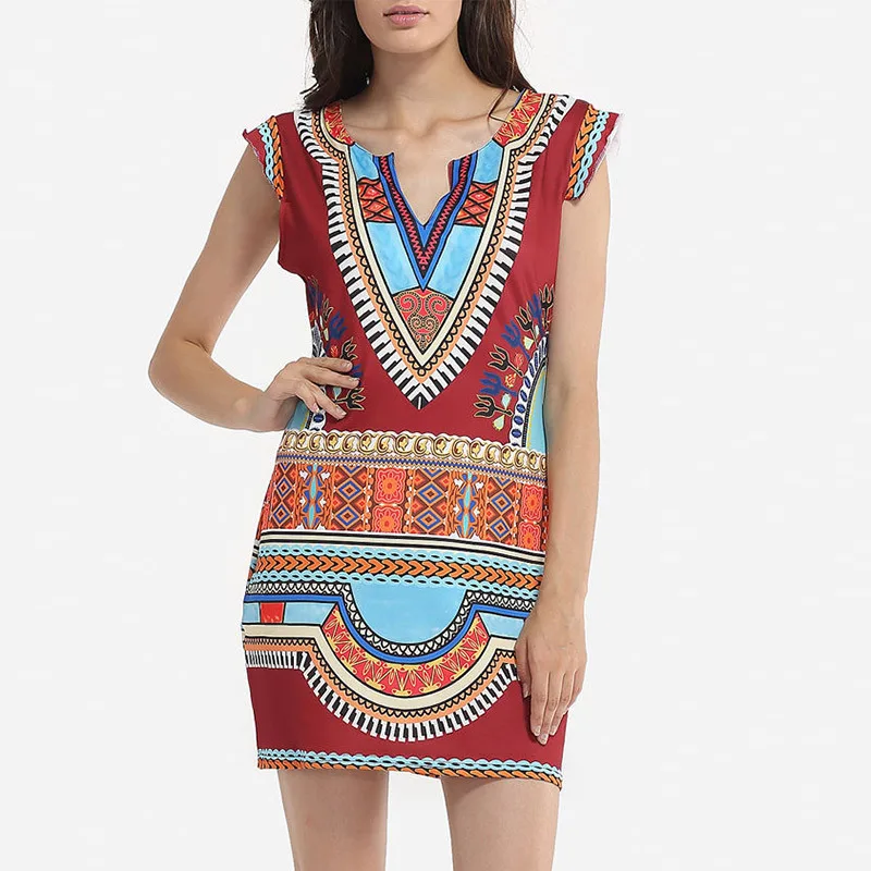 2018 Fashion Bohemia Dresses for Women Summer Dresses One Step Skirt African National wind Print Dress Dashiki skirt Clothes