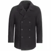 Custom Made Charcoal grey Pea Coat for fall / winter, Classic Double breasted Peacoat with heavy wool blend 1