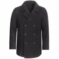 Custom Made Charcoal grey Pea Coat for fall / winter, Classic Double breasted Peacoat with heavy wool blend 1