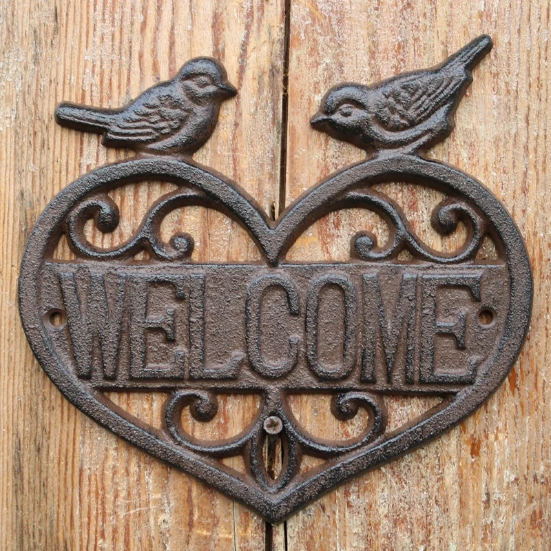 Us 38 0 New Hanging Cast Iron Bird Welcome Sign Garden Decor Decorative Heart Wall Plaque Deer Horse In Plaques Signs Us 38 0 New Hanging Cast Iron Bird Welcome Sign Garden Decor Decorative Heart Wall Plaque Deer Horse In Plaques Signs