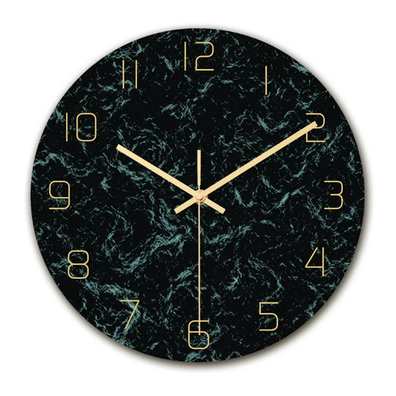 

Nordic Decorative Marble Printing Wall Clocks Silent Quartz Circular Vinyl Hanging Clock Modern Design Multi-colored Home Décor