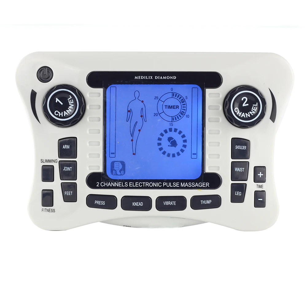 110-240V TENS Digital therapy Dual channel output EMS pain relief massager Electrical nerve muscle stimulator Physiotherapy | Красота и