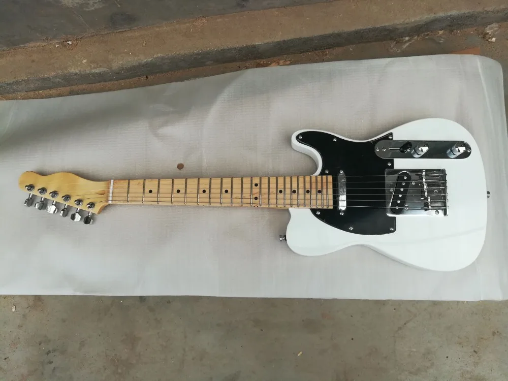 

Top Quality cheaper price GYTL-2042 white color black plate maple neck Mini TL Electric Guitar, Can be Customized, Free shipping
