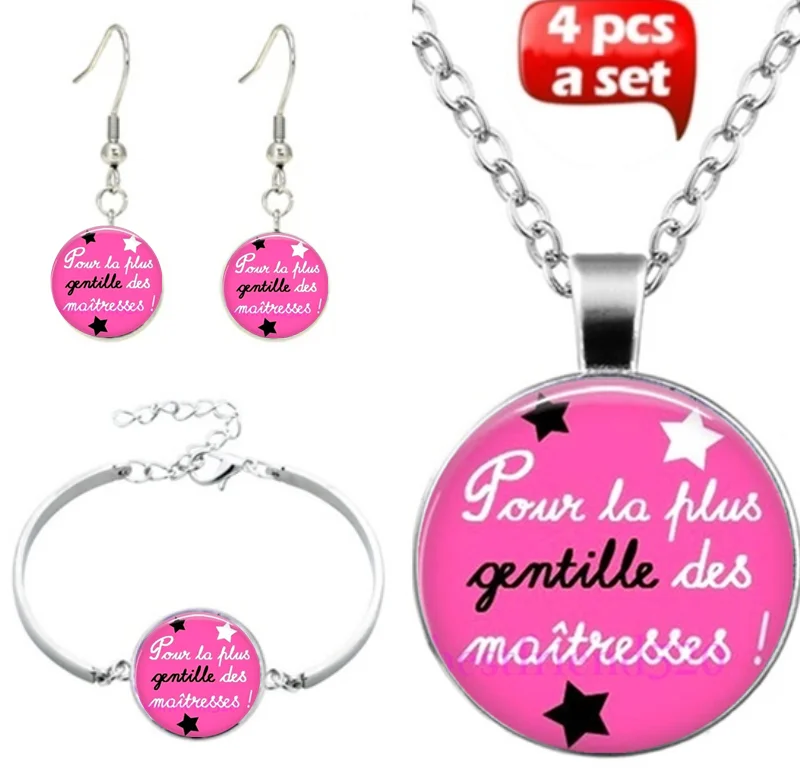 

Girls Jewelry Set Silver Glass Pendant Necklace/Earrings/Bracelet women jewelry set gifts for women Metal