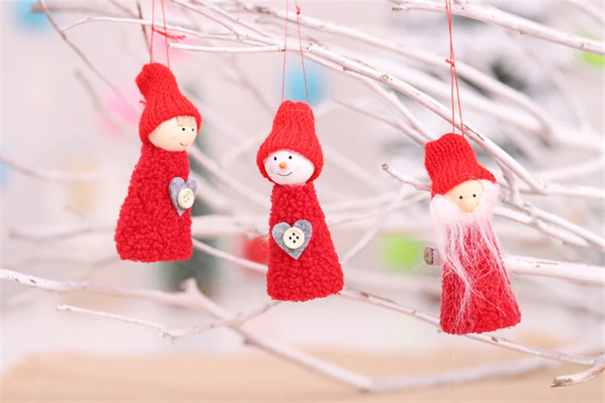 Новые 3 шт/комплекты Санта Клаус рождественские украшения, подвески сосновая шишка Рождественская кукла в подарок дерево кулон рождественские украшения для дома