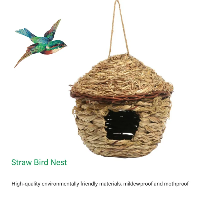 

Straw Bird Nest Birdhouse for Parrot Hamster Small Animal's Cage Birds Breeding Nest bird House Home Hanging Decor Ornament