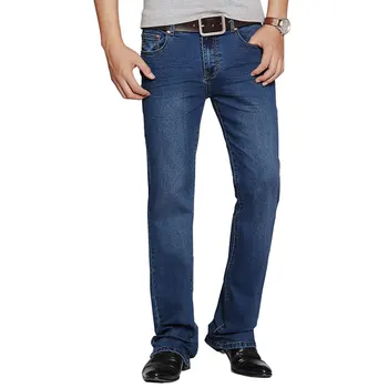 

2019 New Jeans Male Trousers Boot Flares-Pants Casual Men's Business Cut Mid Waist