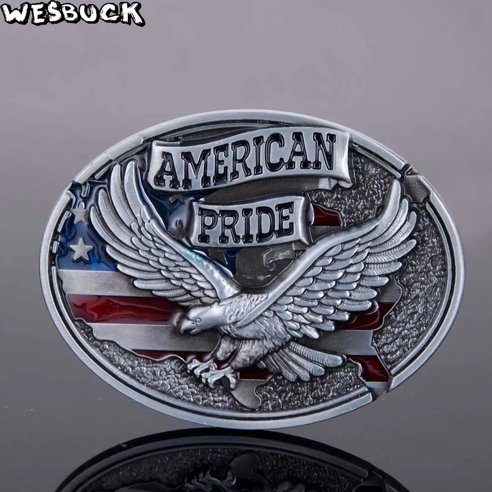 5 шт. MOQ WesBuck бренд Western American Pride Eagle винтажная овальная пряжка для ремня в виде флага - Цвет: 2