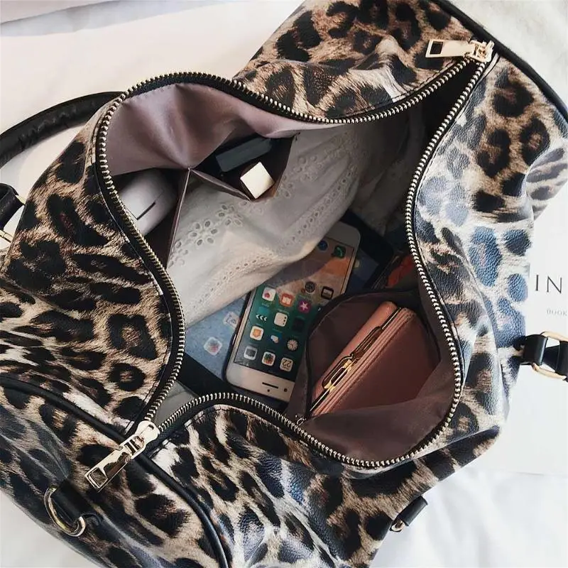 Модная женская сумка на ремне, Большая вместительная леопардовая сумка через плечо, Дорожные Сумки из искусственной кожи, сумка-мессенджер на выходные