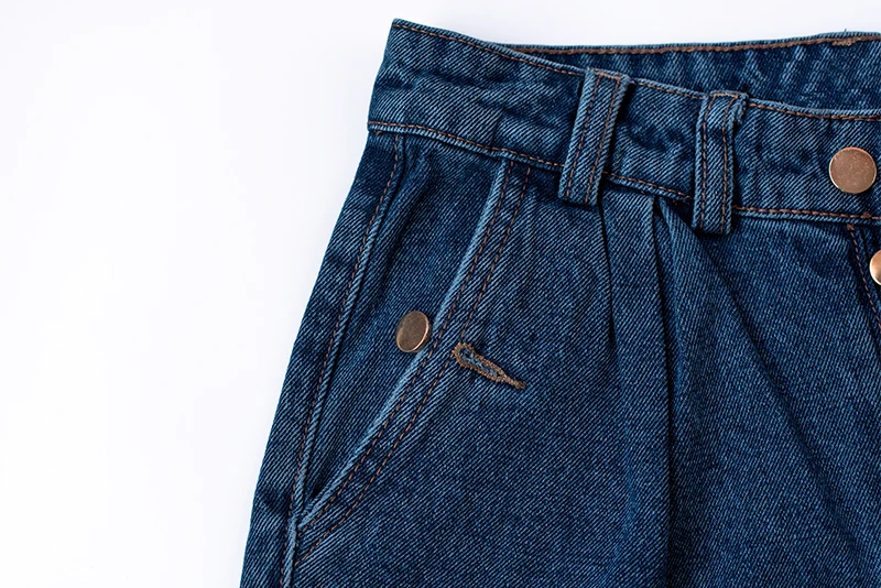 Boyfriend Straight Jeans Woman Button Wide Leg Denim Pants High Waist Femme Loose Washed Blue for Women Casual Vintage Winter