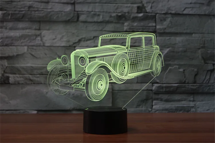 [Seven Neon], акриловая настольная лампа в форме автомобилей, 7 цветов, 3D лампа, новинка, подарок, светодиодный ночник, Миллениум, сокол, свет