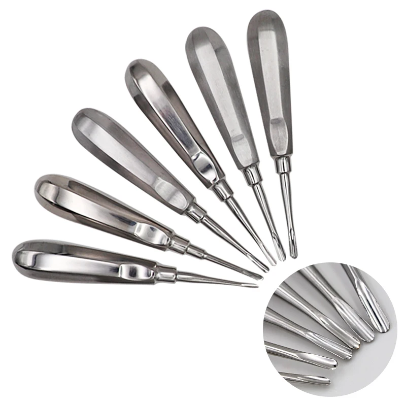  12Pcs Stainless Steel Dental Extracting Elevator Kit Dental Luxating Lift Root Elevator Apical Curv