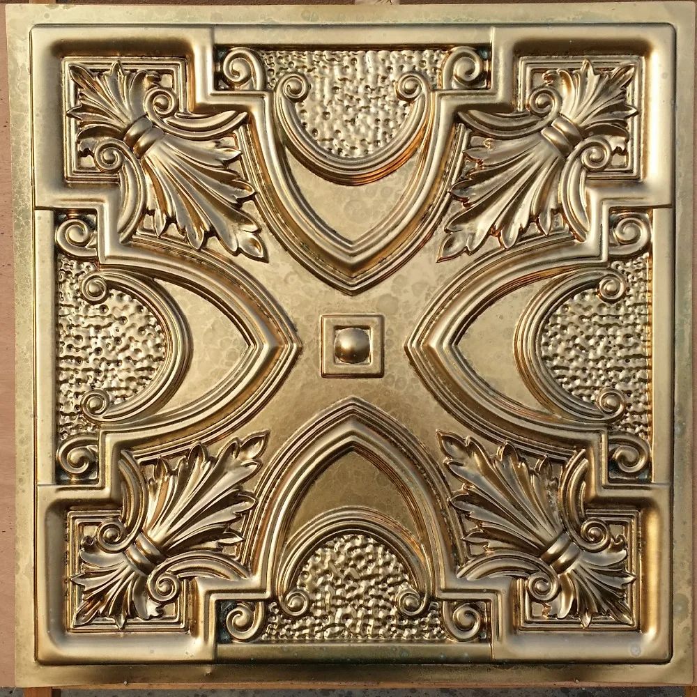 PL11 Faux tin aged brass wall panels 3D wall panels store cafe pub PVC