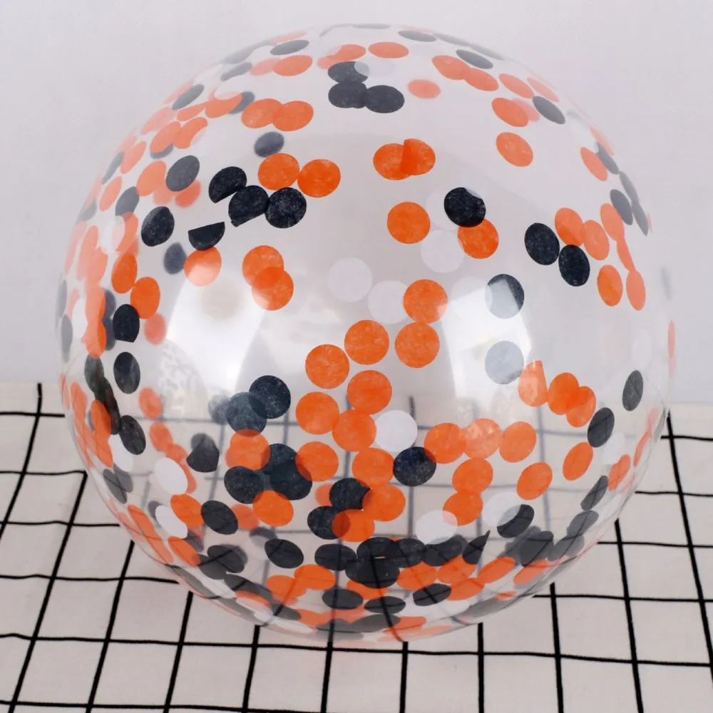 Halloween using 5Pcs 12" Mix Paper Confetti Balloons Clear Ballons Wedding Party Decoration Kid Children Birthday Party Supplies Air Ballon Toys - Цвет: Halloween using