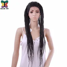 HAIR SW Long Straight 2x Twist Braid Lace Front wigs Synthetic With Single Rope Senegalese Natural Hairline For Black Women
