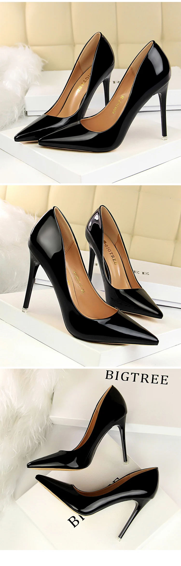 Новые весенне-осенние женские туфли-лодочки на высоком тонком каблуке с острым носком, пикантные офисные вечерние женские туфли, черные туфли на высоком каблуке