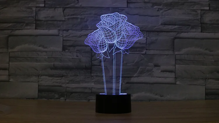 3D светодиодный ночник usb-кабель со светом настольная лампа украшения в форме розы креативный Настольный подарок для влюбленных для спальни