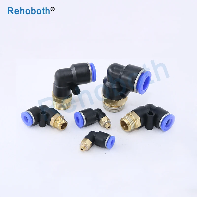 

PL" Hose OD 4 6 8 10 12mm - 1/8'' 1/4'' 3/8'' 1/2'' BSP Male Thread Pneumatic Tube Elbow Connector Tube Air Push In Fitting