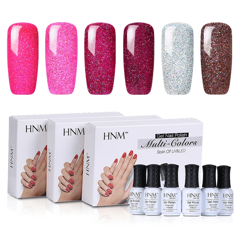 HNM 6 шт./лот Супер Bling 8 мл УФ-гель для ногтей Vernis Полупостоянный Гель-лак светодиодный гель для ногтей набор Bling Гибридный набор чернил Гель-лак