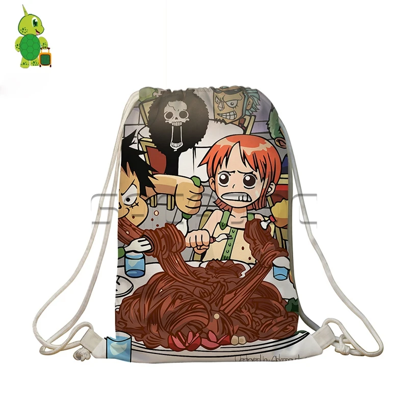 Аниме one piece Drawstring сумка для женщин и мужчин Softback сумки Луффи белая борода принтованные школьные сумки для подростков девочек мальчиков дорожная сумка - Цвет: 15
