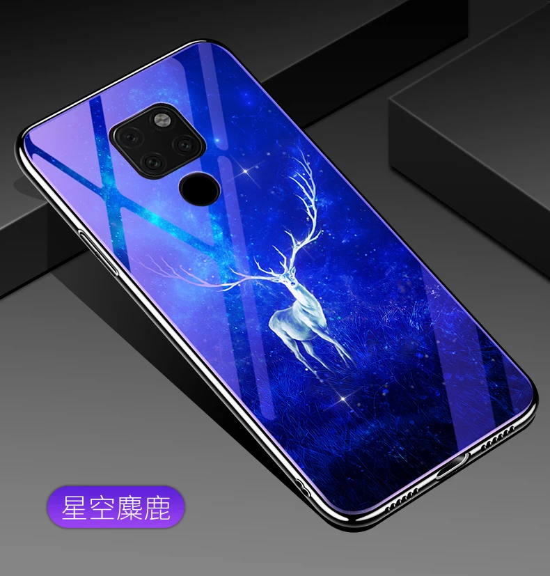 Для huawei mate 20 чехол волк Лось цветок синий закаленное стекло крышка для huawei mate 20 задняя крышка HMA-AL00 защитная оболочка coque