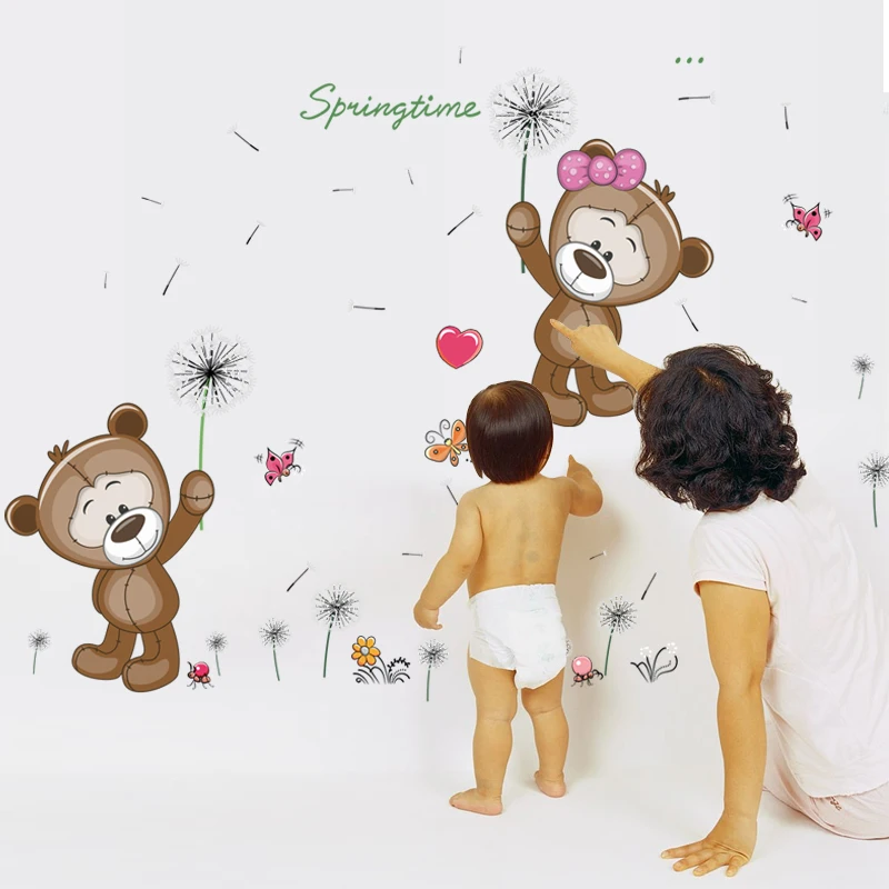 Коричневые медведи Наклейка на стену для детской комнаты домашний декор наклейка на стену в детскую стену