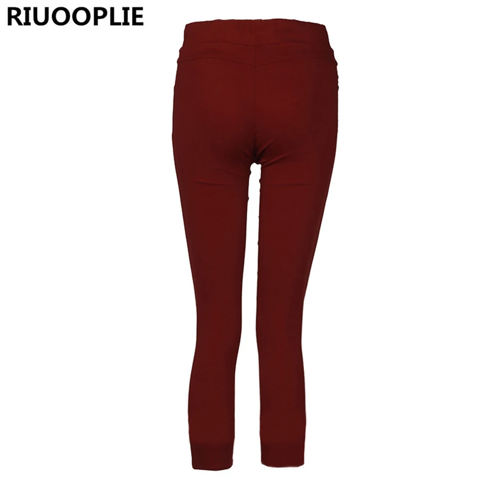 RIUOOPLIE/Женские Модные узкие брюки-карандаш; женские Стрейчевые повседневные рваные Разбейте брюки; большие размеры