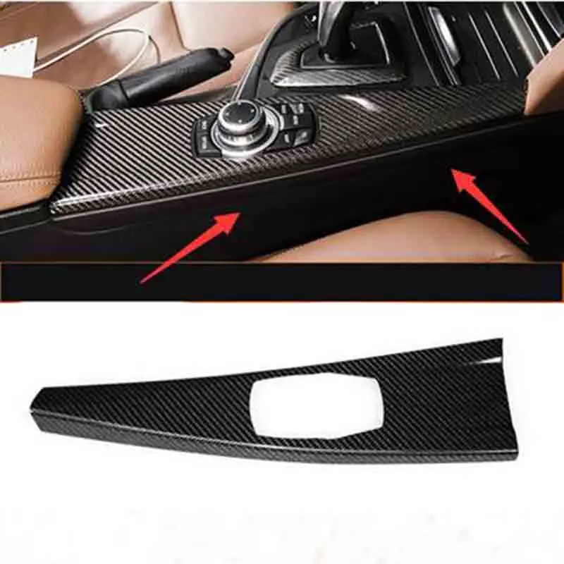 font b Car b font multimedia central armrest carbon fiber materials cover decoration For BMW