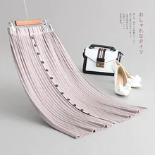 Эластичный высота талии Для женщин трикотажные плиссированные юбки осени Вязаные изделия с длинными рукавами хлопок однобортная юбка женские узкие плиссированные юбки