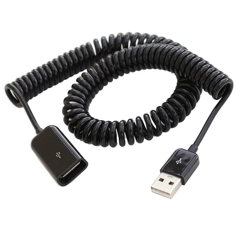 2M elbow Spring Coiled USB 2.0 Male to Female Data Sync
