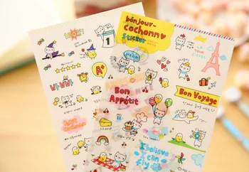 

6pcs kawaii Pig pvc Transparent Organizer Calendar Diary Book Planner Sticker Scrapbook Decorationr Diary Sticker papeleria 3