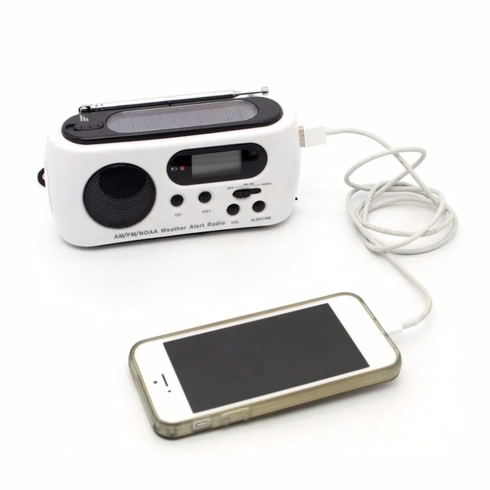 

Portable Solar Radio FM/AM Emergency Flashlight Radio Multiband with Cell Phone Charger Flashlight MP3 Player Self Powered Light
