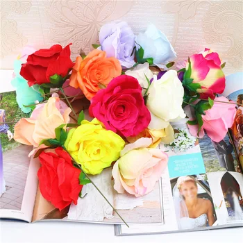 

20pcs/lot Artificial Silk 10cm Rose Flower head Wedding arch Decoration DIY Garland Scrapbook Gift Box Craft Fake Flower
